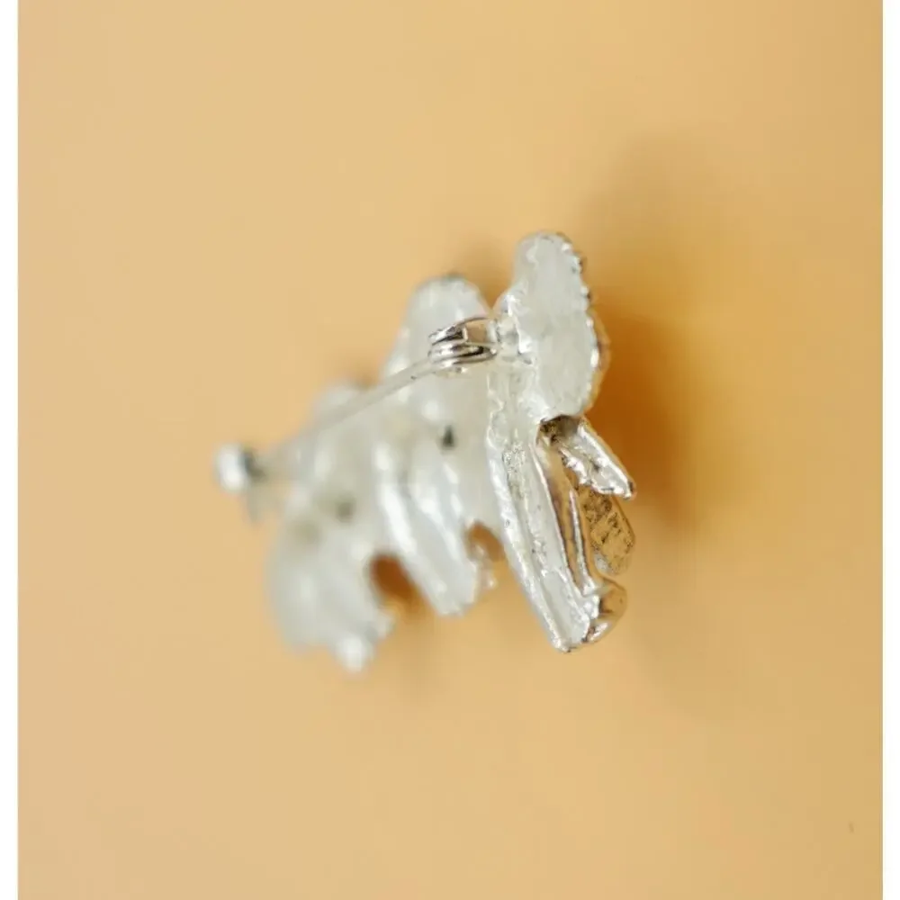 Elephant‎ Brooch Silver-Tone Rhinestone Eye Novelty Pin
